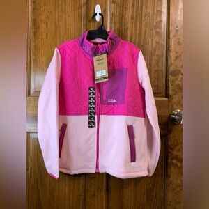 NWT Girls Eddie Bauer XL (14/16) pink polar fleece full zip jacket